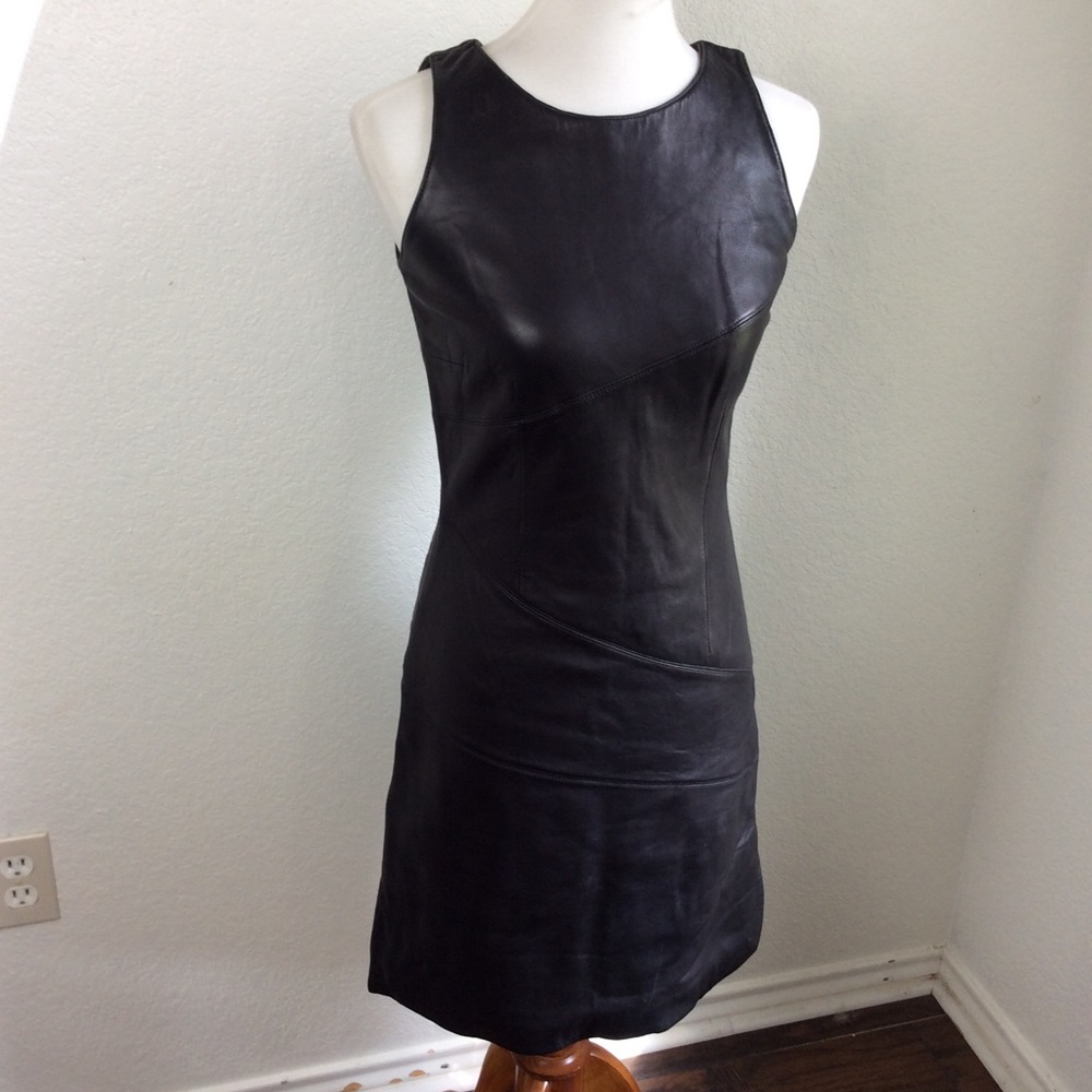 Soft Leather Sleeveless Back Dress - Picture 1 of 9